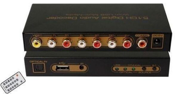 Dekoder/konwerter dźwięku cyfrowego SPDIF/Coaxial Dolby AC3/DTS na analogowy 5.1-kanałowy z USB do Multi-Media odtwarzaczem-0