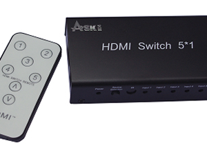 HDMI Switcher 5x1 Metal house, gift box , IR&Power-0