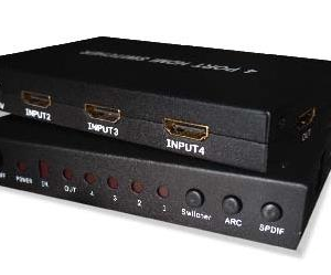 HDMI Switcher 4x1  Metal house, gift box , IR&Power-0