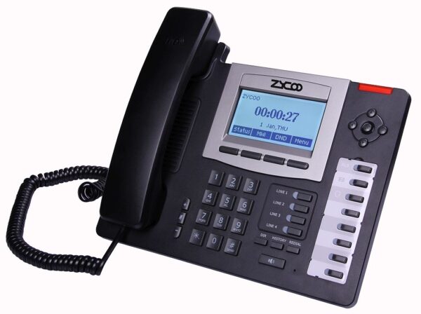 Telefon VoIP ZYCOO D60, PoE, 4xSIP, IAX, DSS, Router, LCD, HD Voice-0