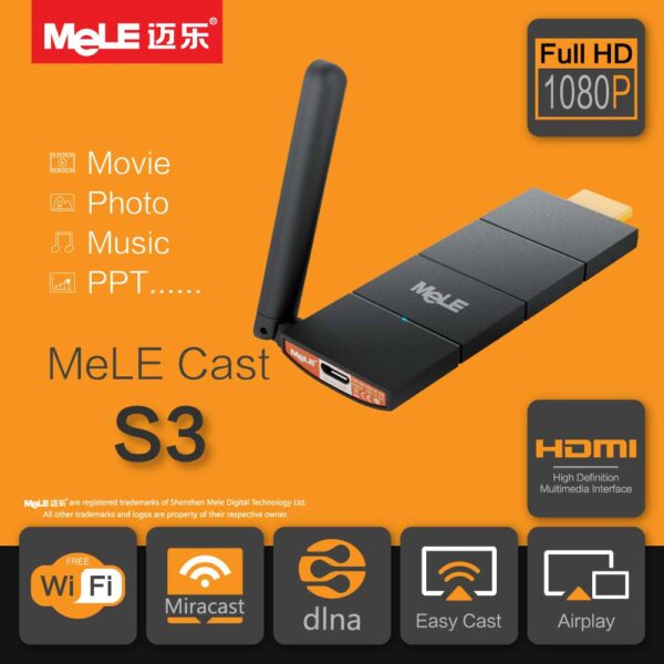 Smart TV Stick MeLE Cast S3, WiFi HDMI Dongle, AirPlay, EZCast, Miracast, Mirror, DLNA, Wireless, Display Player для Android/iOS/Windows-0