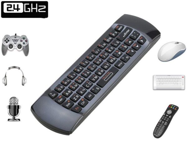 Fly Air Mouse Keyboard & Infrared Remote Control Riitek RII K25A RT-MWK25A 2.4Ghz, Audio Chat, for TV BOX, PC, Games, Black-6376