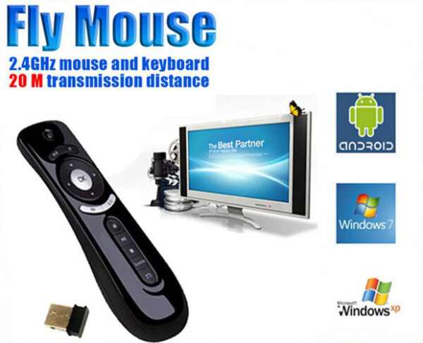 Fly Air Mouse T2 AF100 2.4G Wireless Android RemoteGyroscope Mice Control 3D Motion Combo Computer Peripheral-0