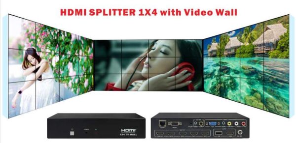 Спліттер 1x4 HDMI Відеостіна CVBS VGA HDMI USB HDV-TW14-0