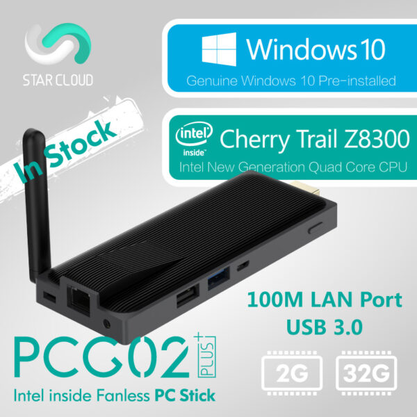 Bezwentylatorowy MeLE PCG02 Plus z LAN Quad Core Mini PC Genuine Windows 10 Z8300 2GB DDR3 32GB eMMC BT 4.0 HDMI WiFi -0