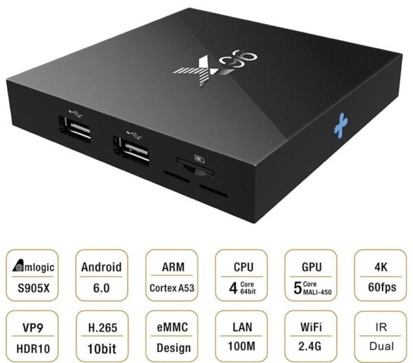 Приставка Smart TV X96 Android 6.0 Amlogic S905X 1/8GB 4Kx2K 60fps DLNA-0