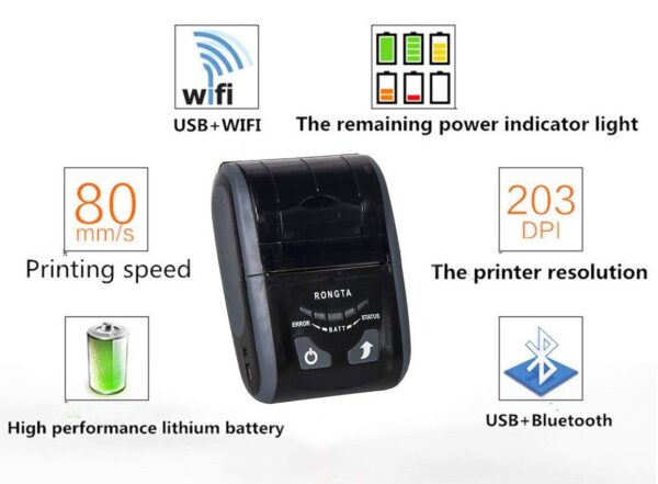 Portable thermal receipt POS printer Rongta RPP200 57mm USB+WiFi+Bluetooth-8296