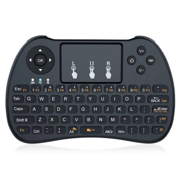 Hand-held Wireless QWERTY Keyboard with Backlight H9 Mini, black-0