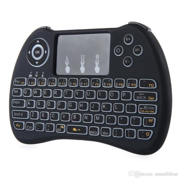 Hand-held Wireless QWERTY Keyboard with Backlight H9 Mini, black-8242