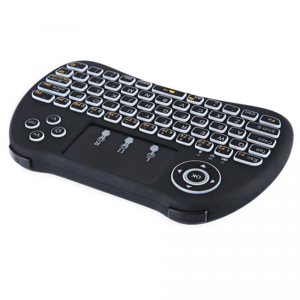 Hand-held Wireless QWERTY Keyboard with Backlight H9 Mini, black-8247