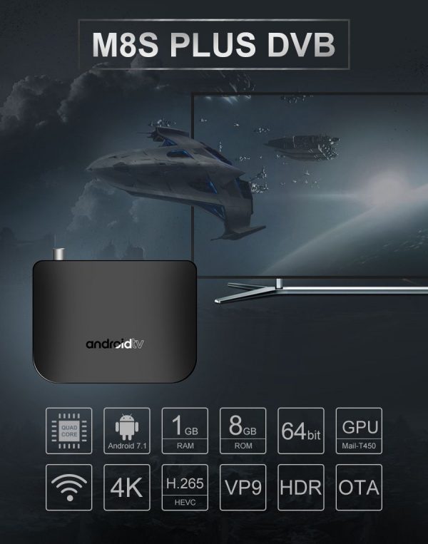 Android Smart TV Box Mecool M8S PLUS Tuner DVB-T2/T S905D 1Gb/8Gb 4K 3D-8366