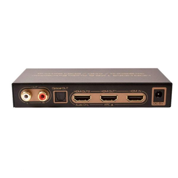 HDMI перемикач/спліттер 1x2 з аудіо екстрактором Toslink/RCA 4K-0