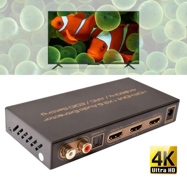 HDMI Switcher/Splitter 1x2 with audio extractor Toslink/RCA 4K-8584