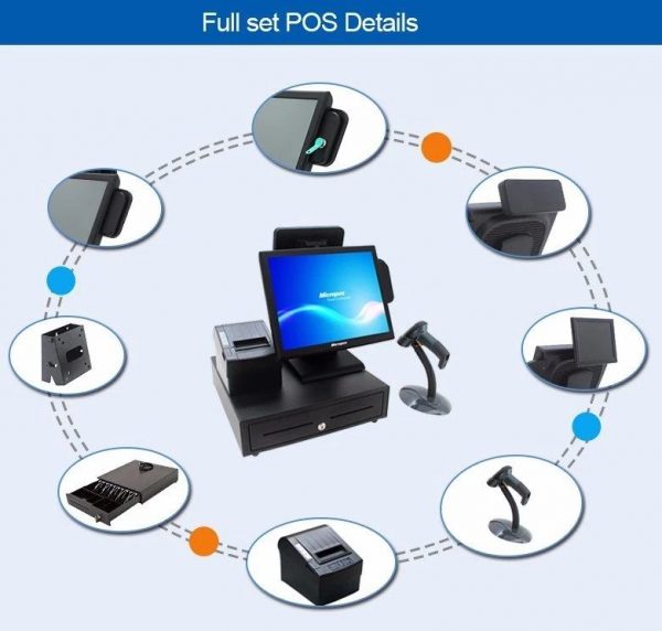 Touch POS Terminal MicroPOS 15" B15S, J1900, 4/128Gb, RS232/USB/LAN VGA, black, Win10-8739