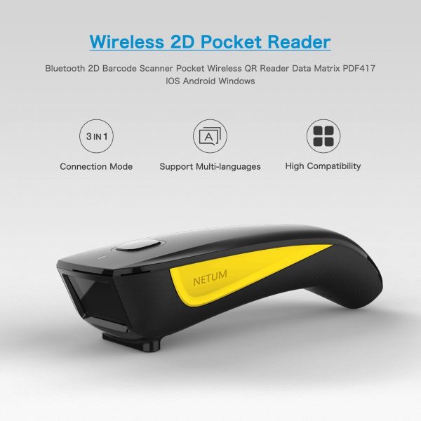 Безпровідний сканер штрихкодів 2D NETUM C750 Bluetooth +2.4Ghz радіо-9496