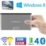 VENSMILE® iPC002 Intel Mini PC Compute Стик Atom BayTrail CR Z3735F Четырехъядерный процессор (4C / 4T) OS SoC Поддержка ЦП Windows Pocket Mini компьютер с памятью 2G EMMC 32G Bluetooth 4.0 Встроенная батарея 2.4G / 5G Dual Band WiFi-0