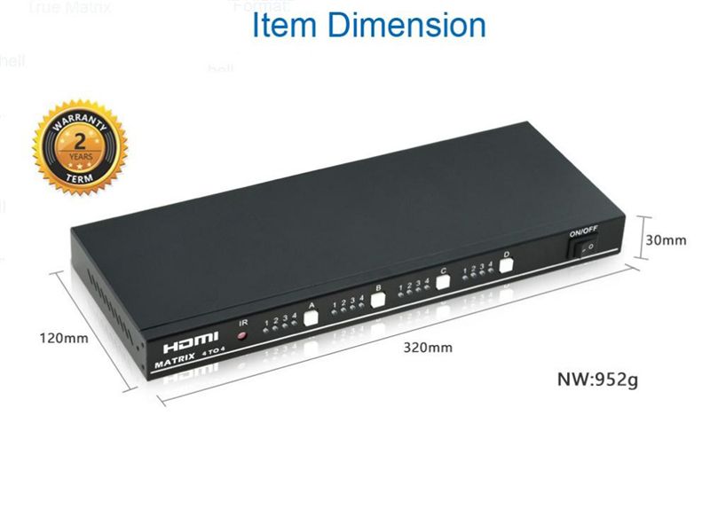 HDMI Matrix 4x4 Switcher Full HD 60Hz with RS232-7933