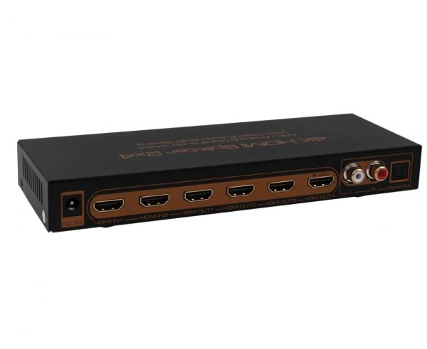 HDMi splitter matrix switch 2X4 with audio extractor Toslink RCA R/L ARC UHD-8474