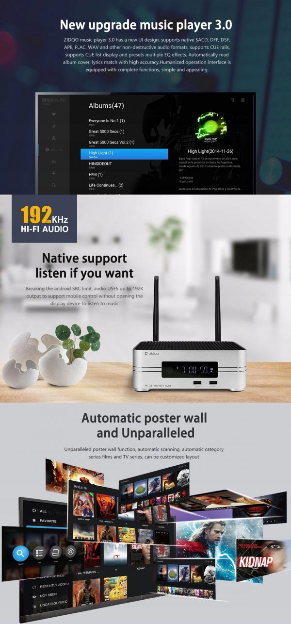 Android Smart TV Box Zidoo Z10 2GB/16GB HDD 4K HDR Atmos DTS-8692