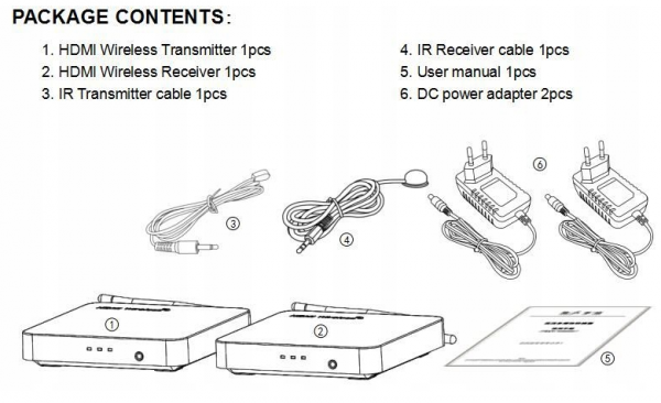 Wireless HDMI extender 200m WiFi 5GHz, transmitter and receiver Full HD video and audio-8877