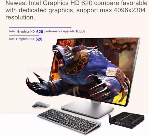 Industrial fanless mini PC Nettop Computer HTPC V7 i7-7500U DDR4 mSATA HDMI VGA-9176